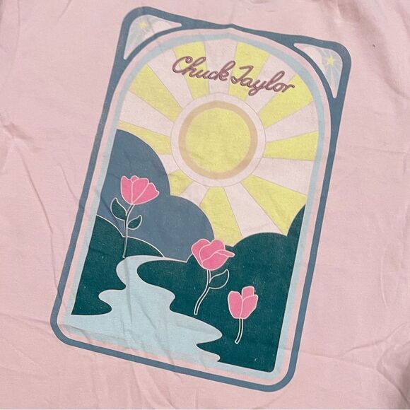 NWOT Converse Chuck Taylor Mountain Graphic T-Shirt Crewneck Light Pink Small - Picture 6 of 6